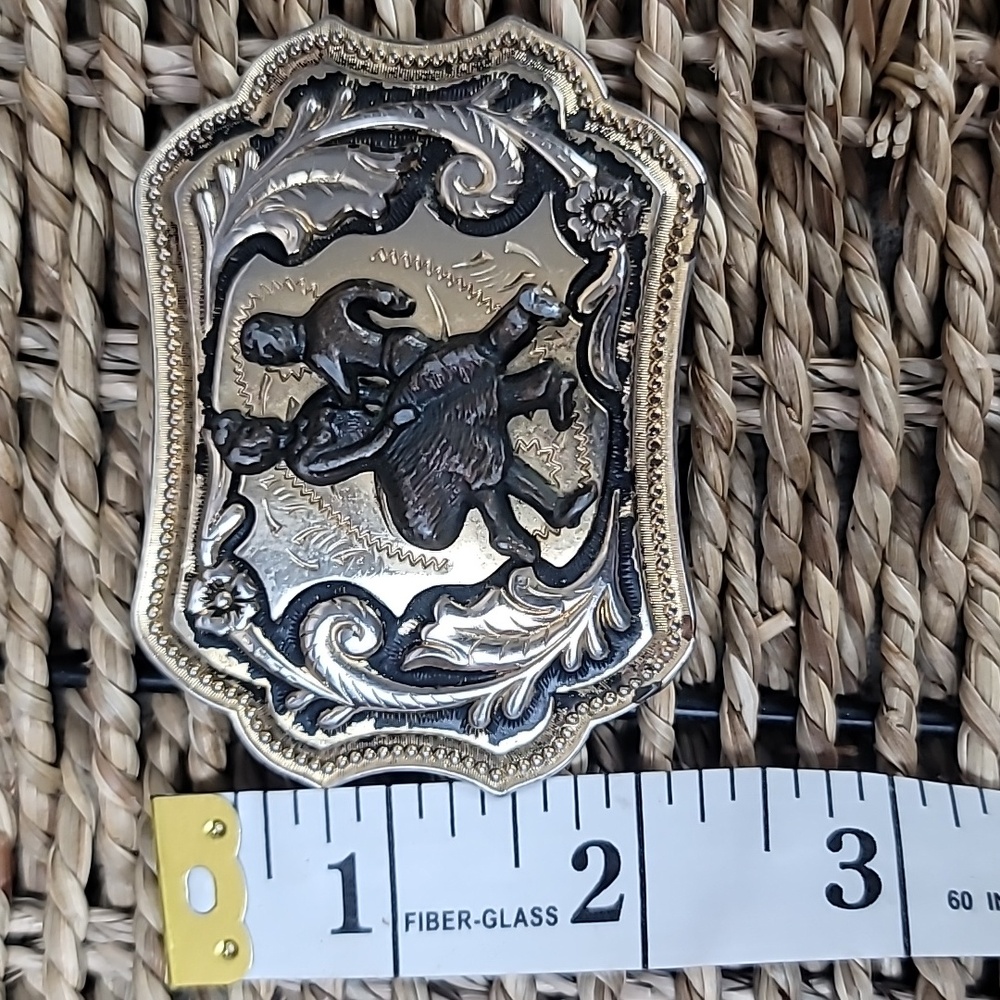 Vintage Western Country Dance Themed gold tone belt buckle - Picture 3 of 4